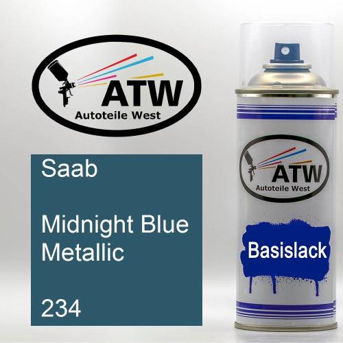 Saab, Midnight Blue Metallic, 234: 400ml Sprühdose, von ATW Autoteile West.